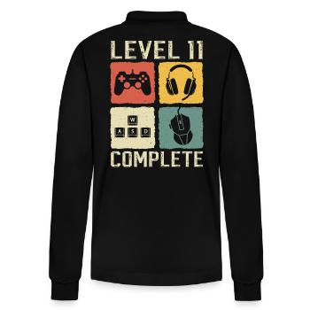 11. Geburtstag Level 11 Complete Gamer 11 Jahre - Stanley/Stella Unisex Bio-Langarm-Poloshirt Prepster - Schwarz - Hinten - Anna (173cm)