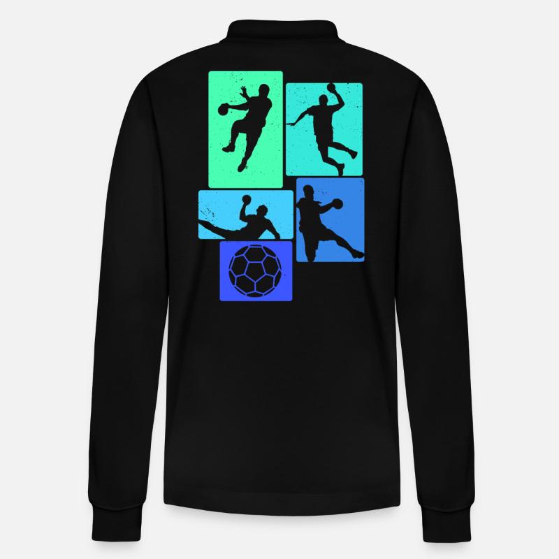 Handball Handballer - Stanley/Stella Unisex Bio-Langarm-Poloshirt Prepster - Schwarz