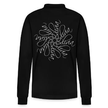 Olivia Name Mandala - Stanley/Stella Organic Unisex Long-Sleeved Polo Shirt Prepster - black - Back - Anna (173cm)
