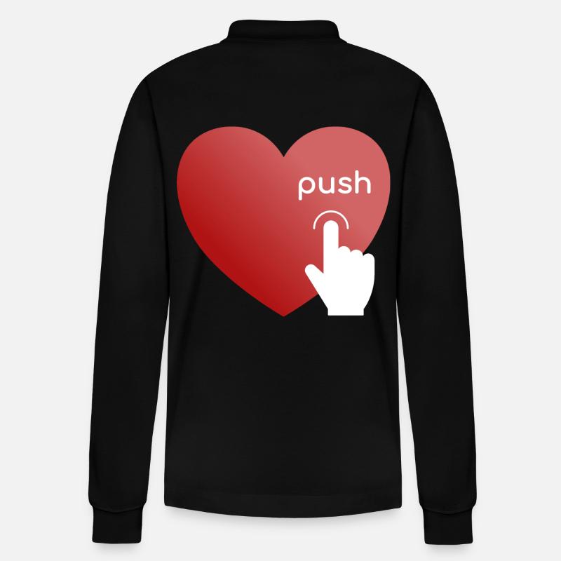 Push my Heart - Stanley/Stella Unisex Bio-Langarm-Poloshirt Prepster - Schwarz