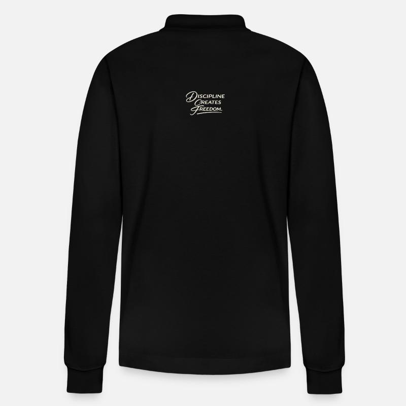 Discipline Creates Freedom Script - Stanley/Stella Organic Unisex Long-Sleeved Polo Shirt Prepster - black