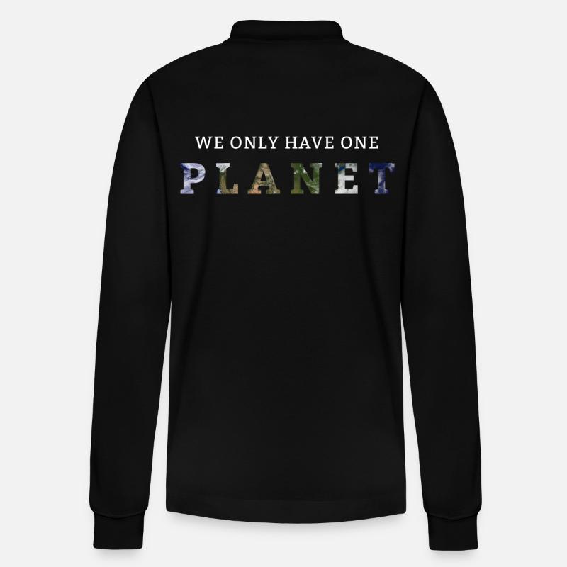 We Only Have One Planet - Stanley/Stella Unisex Bio-Langarm-Poloshirt Prepster - Schwarz