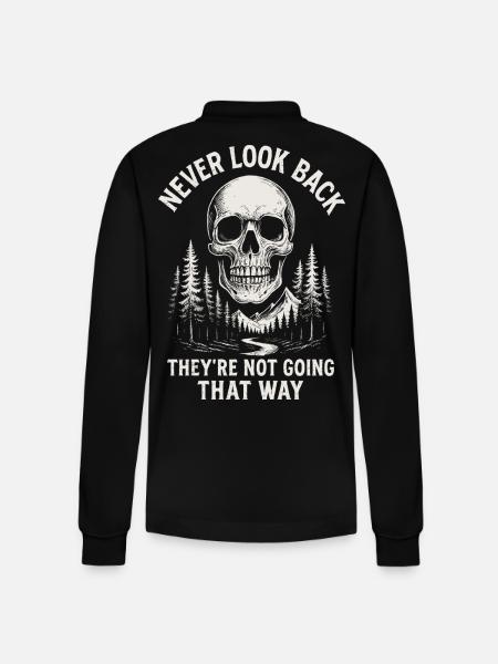 Skull Forest Never Back - Stanley/Stella Organic Unisex Long-Sleeved Polo Shirt Prepster - black