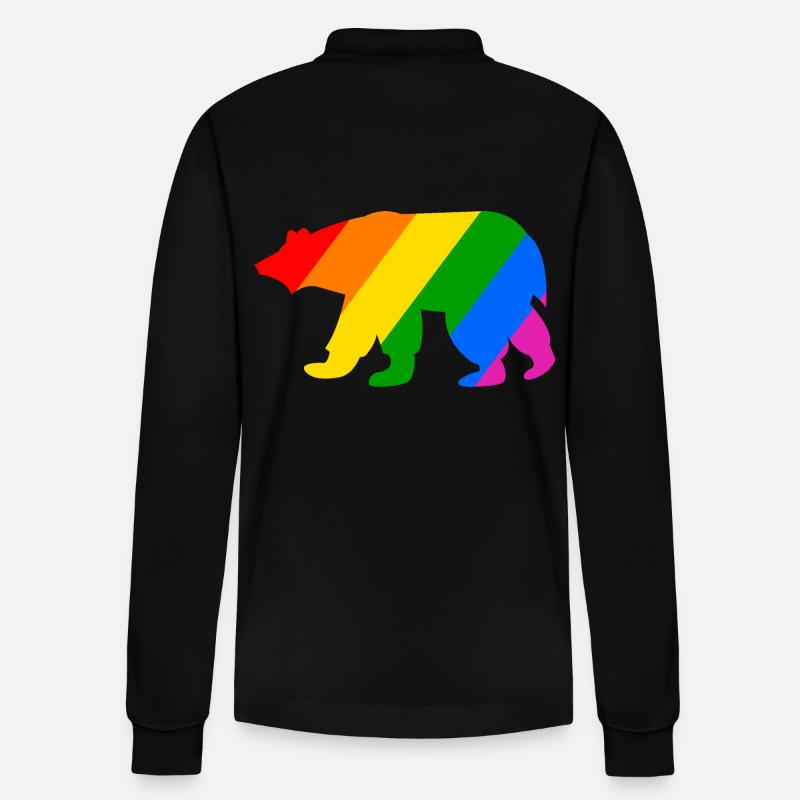 Regenbogen Eisbär - Stanley/Stella Unisex Bio-Langarm-Poloshirt Prepster - Schwarz