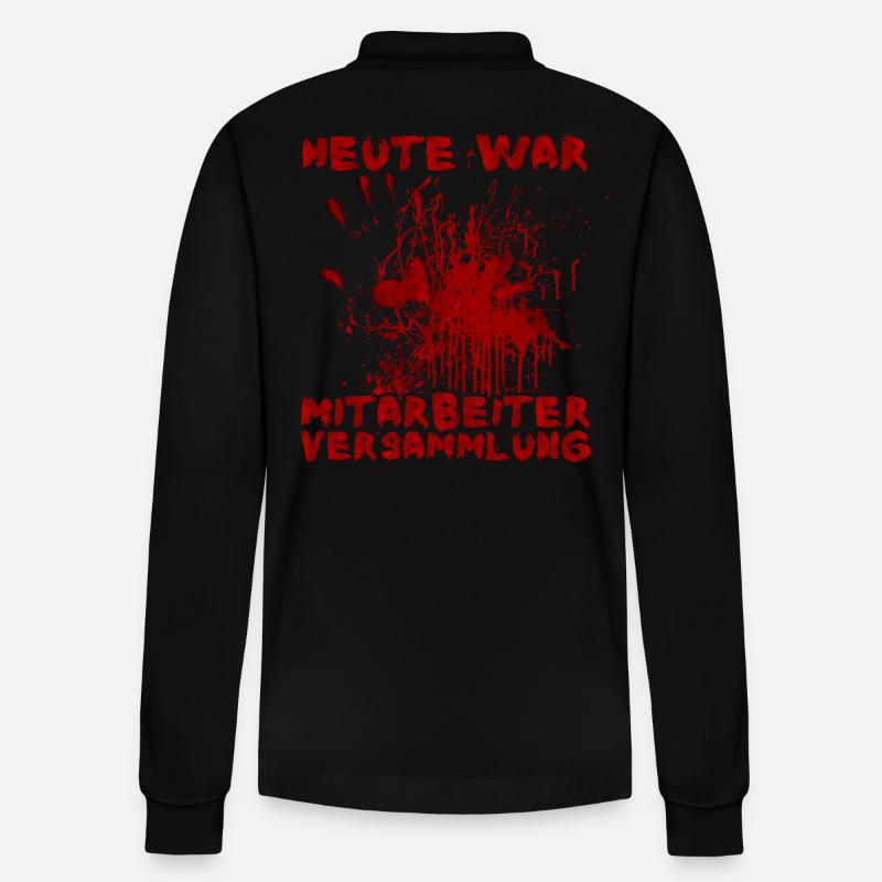 Heute war Mitarbeiterversammlung Halloween Spruch - Stanley/Stella Unisex Bio-Langarm-Poloshirt Prepster - Schwarz