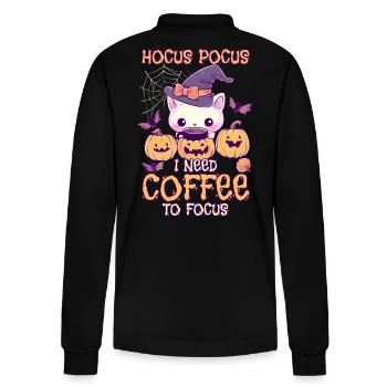 Hocus Pocus Coffee Halloween Lustig Geschenk - Stanley/Stella Unisex Bio-Langarm-Poloshirt Prepster - Schwarz - Hinten - Anna (173cm)