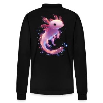 Mystischer Leuchtender Axolotl für Tierliebhaber - Stanley/Stella Unisex Bio-Langarm-Poloshirt Prepster - Schwarz - Hinten - Anna (173cm)