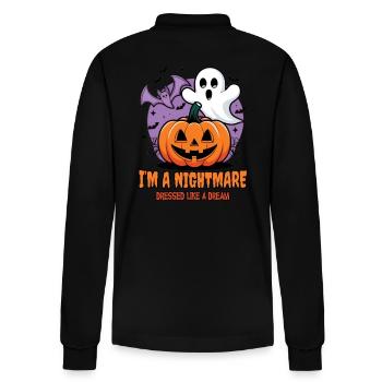 Niedliches Geister Halloween Outfit Damen - Stanley/Stella Unisex Bio-Langarm-Poloshirt Prepster - Schwarz - Hinten - Anna (173cm)