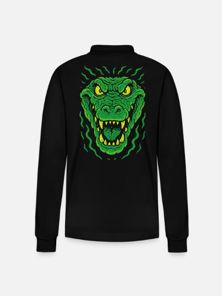 Wütender Echsenkopf im Neonstil - Stanley/Stella Unisex Bio-Langarm-Poloshirt Prepster - Schwarz