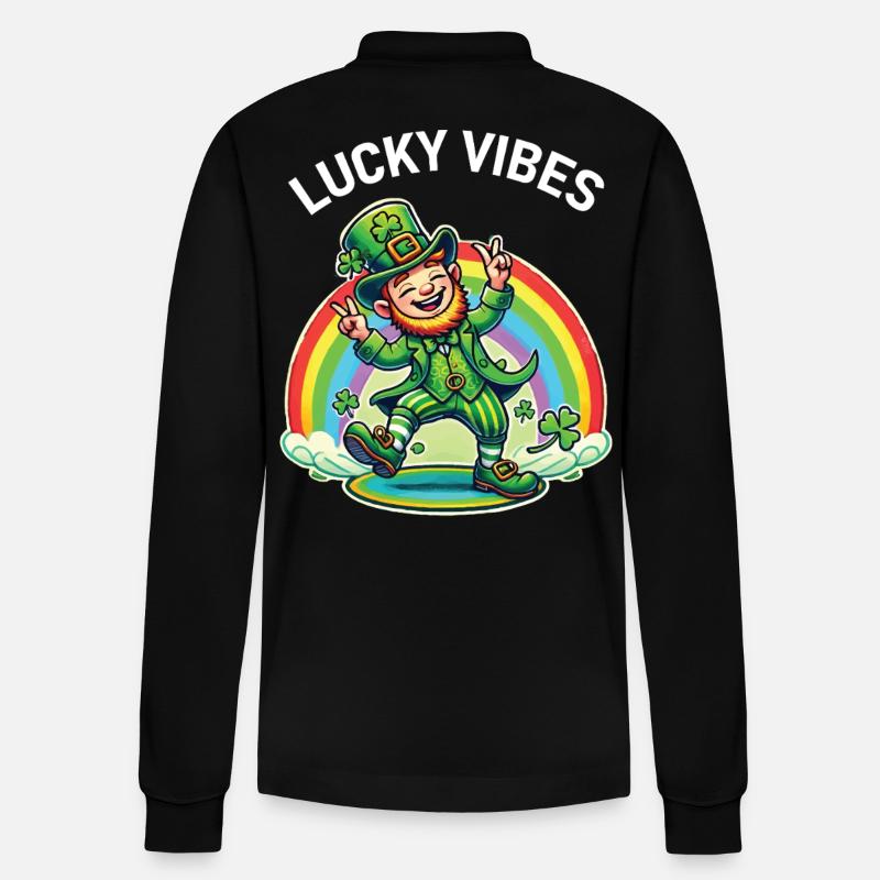 Joyeuses vibrations de la Saint-Patrick - Polo à manches longues bio PREPSTER Stanley/Stella Unisexe - noir