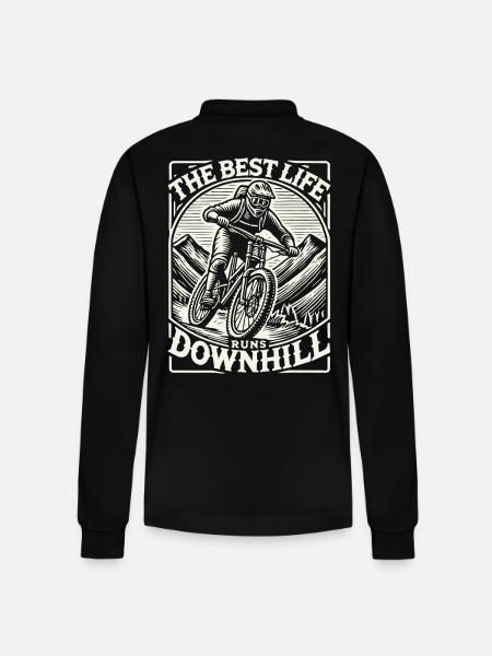 Bike Downhill Adventurer Retro Style - Stanley/Stella Organic Unisex Long-Sleeved Polo Shirt Prepster - black