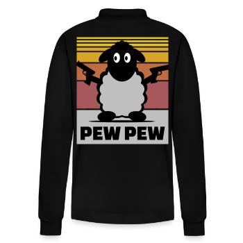 Pew Pew Schaf - Stanley/Stella Unisex Bio-Langarm-Poloshirt Prepster - Schwarz - Hinten - Anna (173cm)
