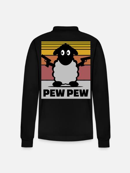 Pew Pew Schaf - Stanley/Stella Unisex Bio-Langarm-Poloshirt Prepster - Schwarz