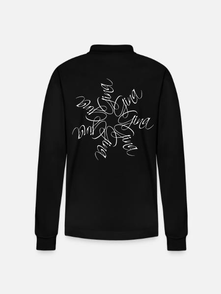 Gina Name Name Mandala - Stanley/Stella Organic Unisex Long-Sleeved Polo Shirt Prepster - black