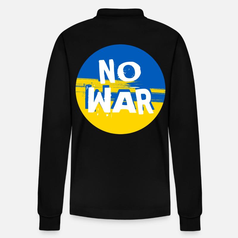 No War in Ukraine - Stanley/Stella Unisex Bio-Langarm-Poloshirt Prepster - Schwarz
