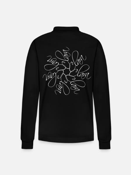 Clara Name Mandala - Stanley/Stella Organic Unisex Long-Sleeved Polo Shirt Prepster - black