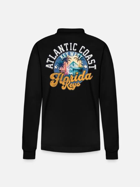 Florida keys Key West - Stanley/Stella Organic Unisex Long-Sleeved Polo Shirt Prepster - black