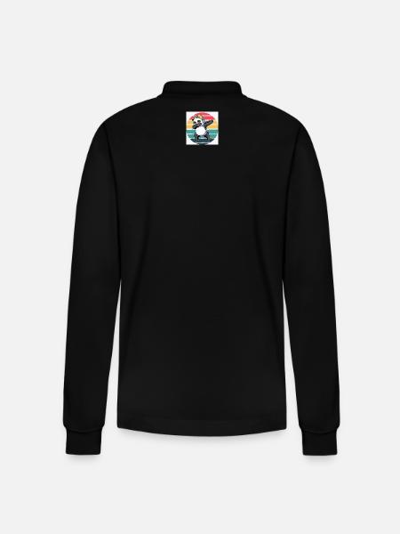 Retro-Panda - Stanley/Stella Unisex Bio-Langarm-Poloshirt Prepster - Schwarz