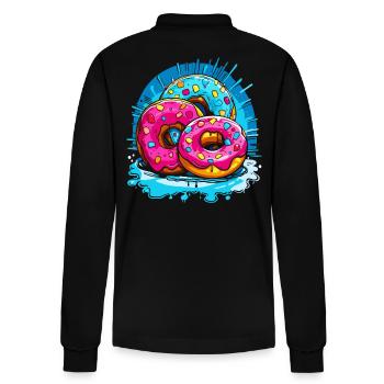Donuts Everywhere: Delicious Sweet Donuts - Stanley/Stella Organic Unisex Long-Sleeved Polo Shirt Prepster - black - Back - Anna (173cm)