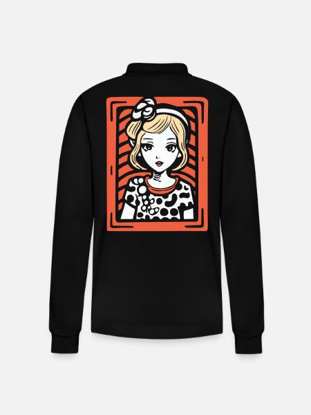 Das bezaubernde Anime-Punkt-Kleid-Mädchen - Stanley/Stella Unisex Bio-Langarm-Poloshirt Prepster - Schwarz