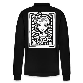 Dot Pattern Cartoon: An Enchanting Woman - Stanley/Stella Organic Unisex Long-Sleeved Polo Shirt Prepster - black - Back - Anna (173cm)