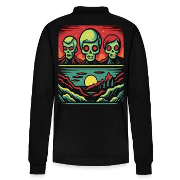 Invasion de Skull Faces Aliens - Polo à manches longues bio PREPSTER Stanley/Stella Unisexe - noir - Dos - Anna (173cm)