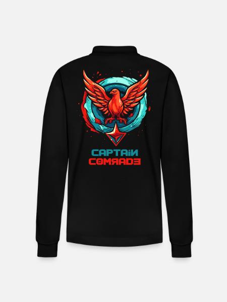 Captain Mate - Stanley/Stella Organic Unisex Long-Sleeved Polo Shirt Prepster - black