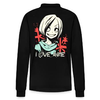Ich liebe Anime und coole Mädchen - Stanley/Stella Unisex Bio-Langarm-Poloshirt Prepster - Schwarz - Hinten - Anna (173cm)