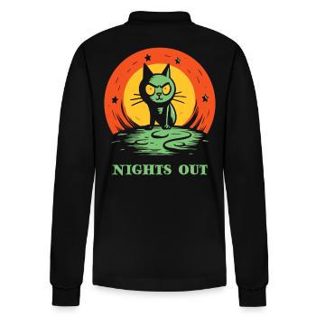 Dehors, la nuit, un chat - Polo à manches longues bio PREPSTER Stanley/Stella Unisexe - noir - Dos - Anna (173cm)