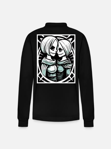 Medieval Zombie Lovers of Love - Stanley/Stella Organic Unisex Long-Sleeved Polo Shirt Prepster - black