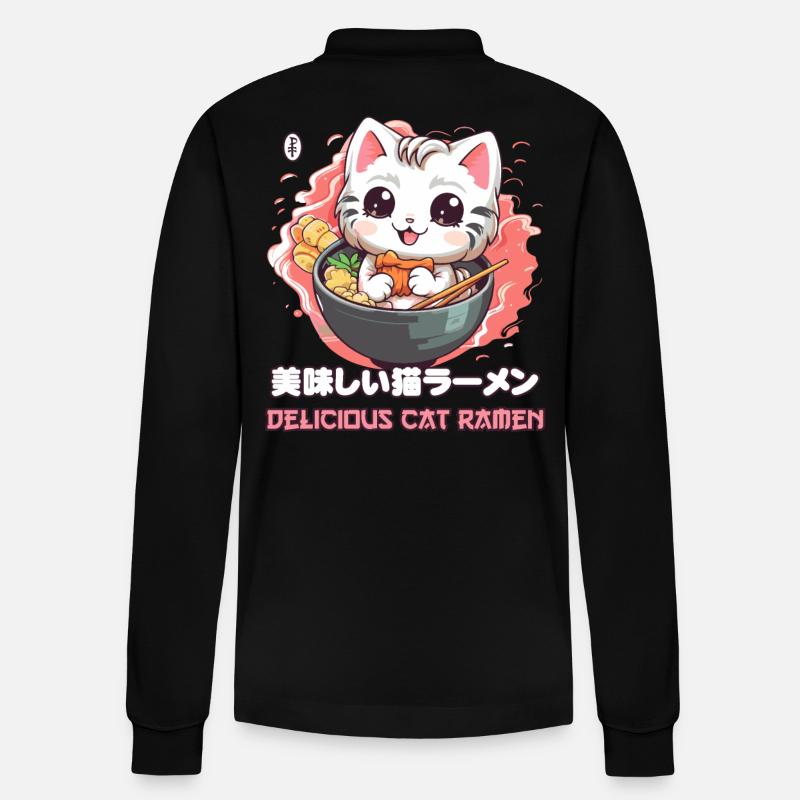 Délicieux ramen pour chat - Polo à manches longues bio PREPSTER Stanley/Stella Unisexe - noir