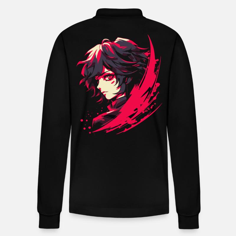 Japanisches Manga Anime Mädchen - Stanley/Stella Unisex Bio-Langarm-Poloshirt Prepster - Schwarz