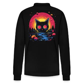 Swirling tomcat and the beauty of nature - Stanley/Stella Organic Unisex Long-Sleeved Polo Shirt Prepster - black - Back - Anna (173cm)