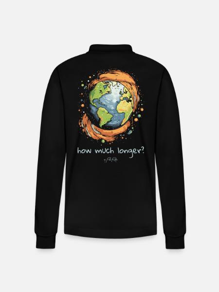 How much longer, sustainability earth - Stanley/Stella Organic Unisex Long-Sleeved Polo Shirt Prepster - black