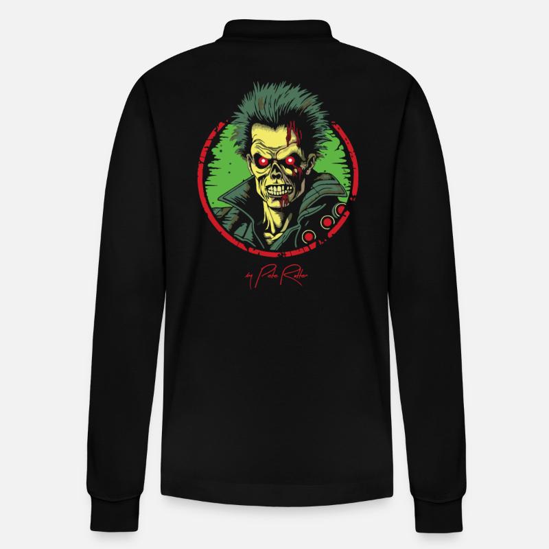 Embleme des Horror-Zombie-Genres - Stanley/Stella Unisex Bio-Langarm-Poloshirt Prepster - Schwarz