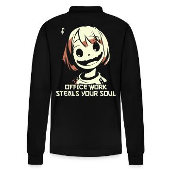Büroarbeit stiehlt deine Seele - Stanley/Stella Unisex Bio-Langarm-Poloshirt Prepster - Schwarz - Hinten - Anna (173cm)