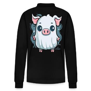 Le petit cochon fantôme - Polo à manches longues bio PREPSTER Stanley/Stella Unisexe - noir - Dos - Anna (173cm)