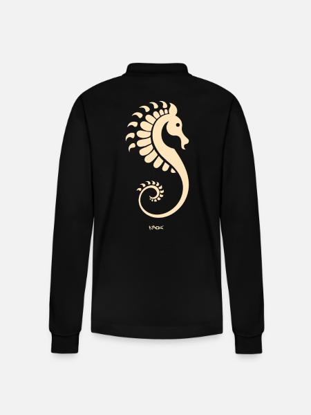 Ein Seepferdchen - Stanley/Stella Unisex Bio-Langarm-Poloshirt Prepster - Schwarz