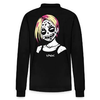 Crazy Alternative Anime Girl - Stanley/Stella Organic Unisex Long-Sleeved Polo Shirt Prepster - black - Back - Anna (173cm)