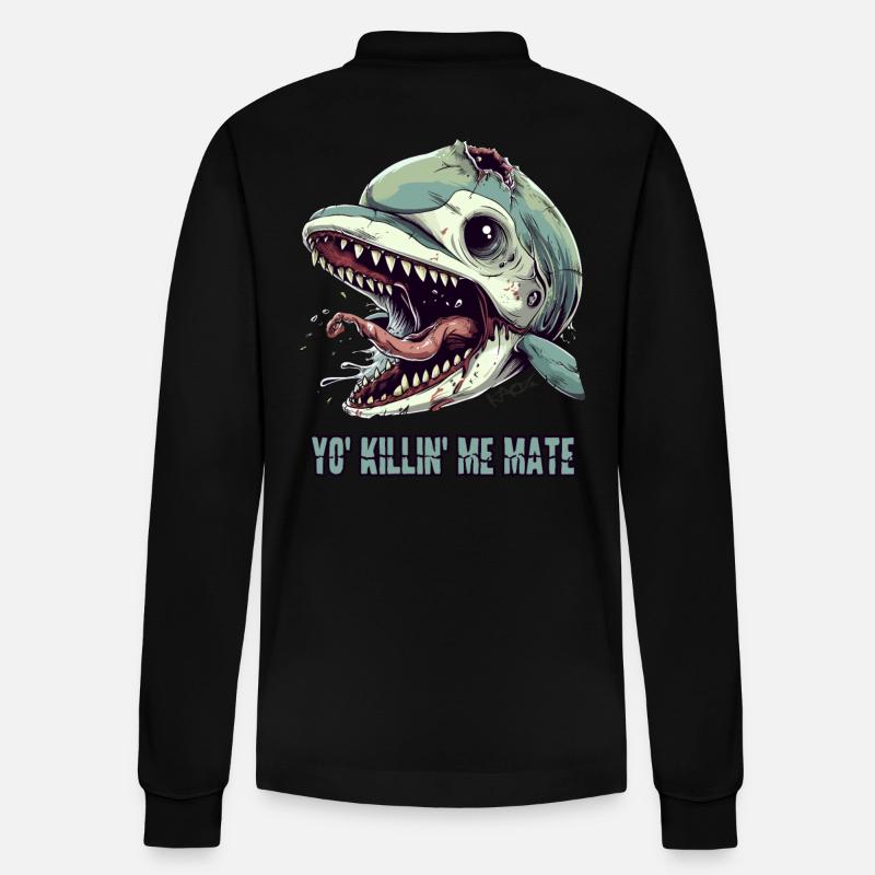 Beschwerde vom Zombie Delfin - Stanley/Stella Unisex Bio-Langarm-Poloshirt Prepster - Schwarz