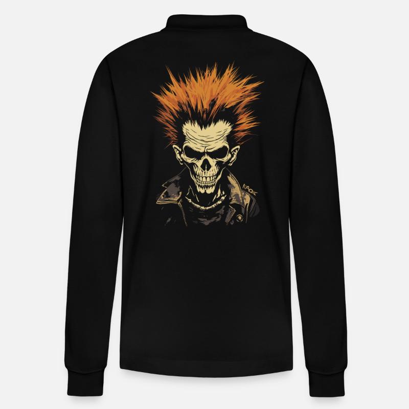 Punk Anarchy : Rock Skull - Polo à manches longues bio PREPSTER Stanley/Stella Unisexe - noir
