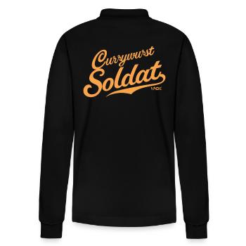 Currywurst Soldier - Stanley/Stella Organic Unisex Long-Sleeved Polo Shirt Prepster - black - Back - Anna (173cm)