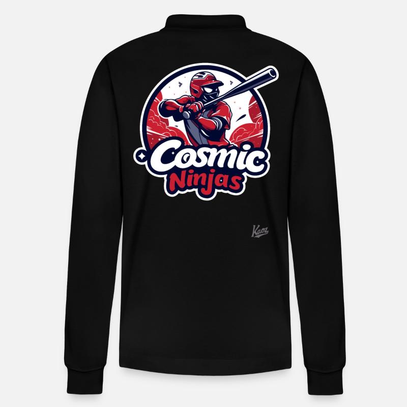 Kosmische Ninja Baseball-Crew - Stanley/Stella Unisex Bio-Langarm-Poloshirt Prepster - Schwarz
