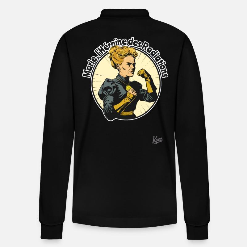 Marie - Die Heldin der Strahlung - Stanley/Stella Unisex Bio-Langarm-Poloshirt Prepster - Schwarz