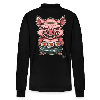 Petit maître cochon sushi effrayant - Polo à manches longues bio PREPSTER Stanley/Stella Unisexe - noir - Dos - Anna (173cm)
