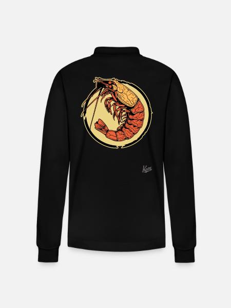 The shrimp: queen of crustaceans - Stanley/Stella Organic Unisex Long-Sleeved Polo Shirt Prepster - black