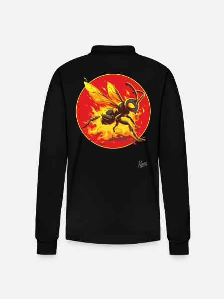 Burning Flying Ant - Stanley/Stella Organic Unisex Long-Sleeved Polo Shirt Prepster - black