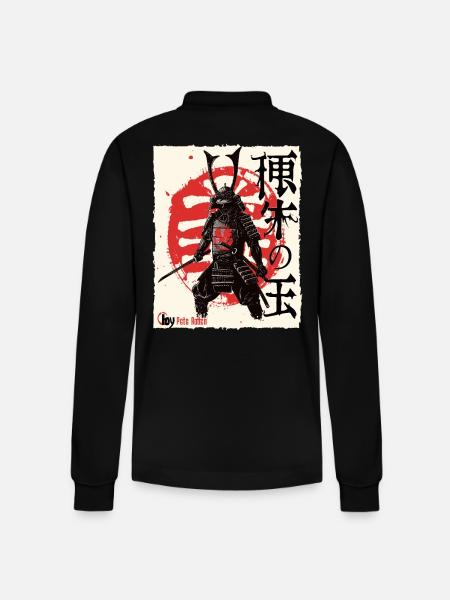 Japanese Edo Samurai - Stanley/Stella Organic Unisex Long-Sleeved Polo Shirt Prepster - black