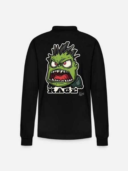 Vred grøn trolde vrede - Stanley/Stella Prepster økologisk unisex langærmet poloshirt - sort