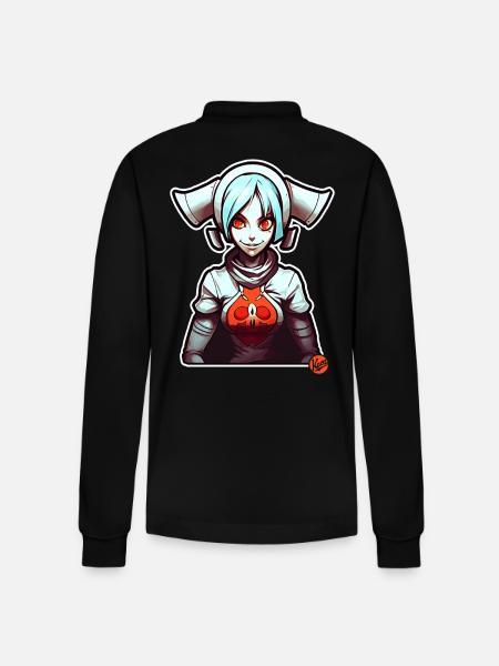 Science-Fiction Action: Space Girl - Stanley/Stella Organic Unisex Long-Sleeved Polo Shirt Prepster - black